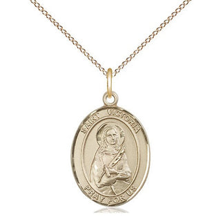 14kt Gold Filled Saint Victoria Medal Religious Jewelry Engraved Catholic Saint Jewelry
