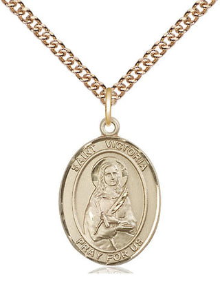 14kt Gold Filled Saint Victoria Medal Religious Jewelry Engraved Catholic Saint Jewelry