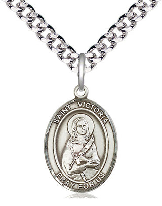 Pewter Saint Victoria Medal Religious Jewelry Engraved Catholic Saint Jewelry