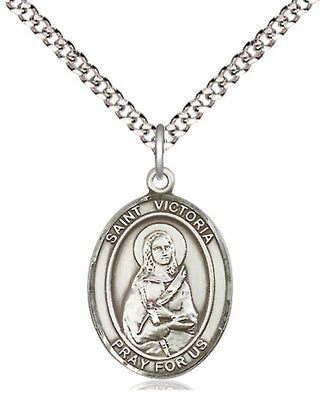 Pewter Saint Victoria Medal Religious Jewelry Engraved Catholic Saint Jewelry