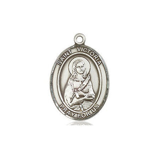 Sterling Silver Saint Victoria Medal Religious Jewelry Engraved Catholic Saint Jewelry
