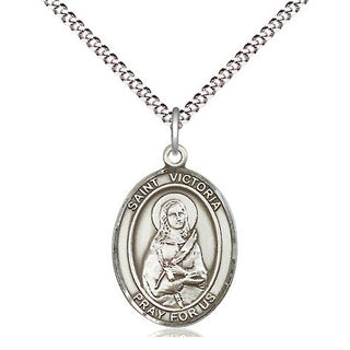 Sterling Silver Saint Victoria Medal Religious Jewelry Engraved Catholic Saint Jewelry