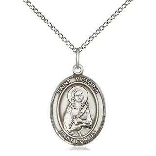 Sterling Silver Saint Victoria Medal Religious Jewelry Engraved Catholic Saint Jewelry