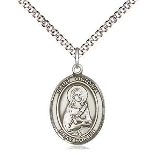 Sterling Silver Saint Victoria Medal Religious Jewelry Engraved Catholic Saint Jewelry