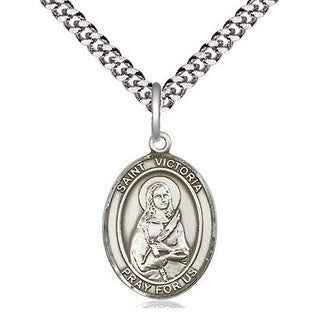 Sterling Silver Saint Victoria Medal Religious Jewelry Engraved Catholic Saint Jewelry