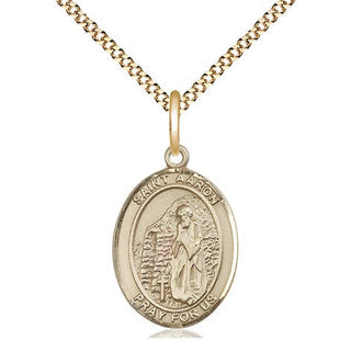 14kt Gold Filled Saint Aaron Medal Religious Jewelry Engraved Catholic Saint Jewelry