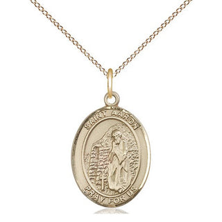 14kt Gold Filled Saint Aaron Medal Religious Jewelry Engraved Catholic Saint Jewelry