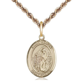 14kt Gold Filled Saint Aaron Medal Religious Jewelry Engraved Catholic Saint Jewelry
