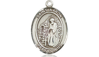 Pewter Saint Aaron Medal Engraved Catholic Saint Jewelry