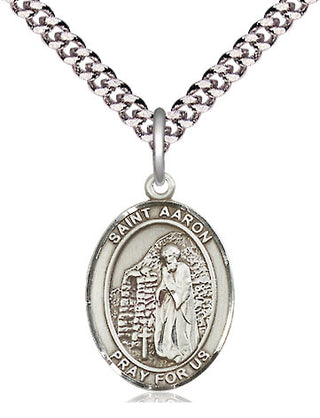 Pewter Saint Aaron Medal Religious Jewelry Engraved Catholic Saint Jewelry