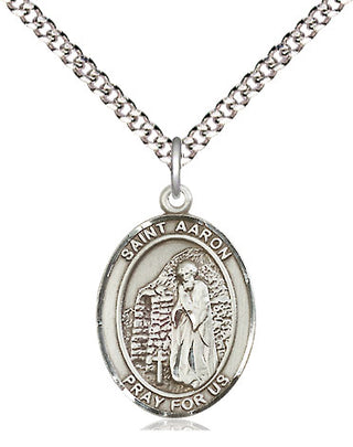 Pewter Saint Aaron Medal Religious Jewelry Engraved Catholic Saint Jewelry