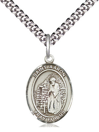 Pewter Saint Aaron Medal Religious Jewelry Engraved Catholic Saint Jewelry