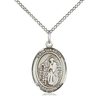 Sterling Silver Saint Aaron Medal Religious Jewelry Engraved Catholic Saint Jewelry