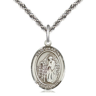 Sterling Silver Saint Aaron Medal Religious Jewelry Engraved Catholic Saint Jewelry