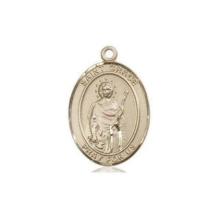 14kt Gold Filled Saint Grace Medal Engraved Catholic Saint Jewelry