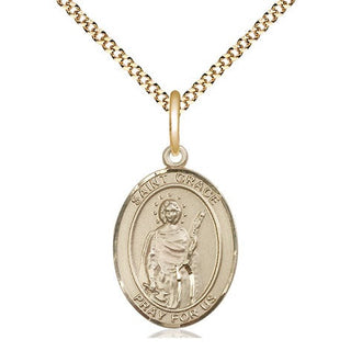 14kt Gold Filled Saint Grace Medal Religious Jewelry Engraved Catholic Saint Jewelry