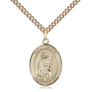 14kt Gold Filled Saint Grace Medal Religious Jewelry Engraved Catholic Saint Jewelry