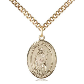 14kt Gold Filled Saint Grace Medal Religious Jewelry Engraved Catholic Saint Jewelry