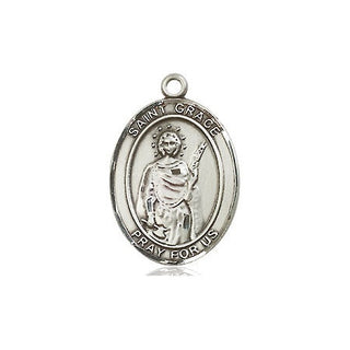 Pewter Saint Grace Medal Engraved Catholic Saint Jewelry
