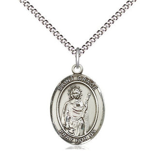 Pewter Saint Grace Medal Religious Jewelry Engraved Catholic Saint Jewelry