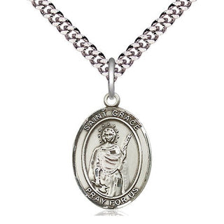 Pewter Saint Grace Medal Religious Jewelry Engraved Catholic Saint Jewelry