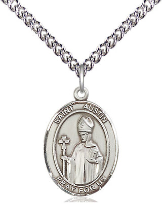 Sterling Silver Saint Austin Medal Religious Jewelry Engraved Catholic Saint Jewelry