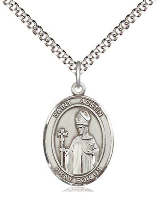 Sterling Silver Saint Austin Medal Religious Jewelry Engraved Catholic Saint Jewelry