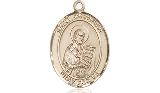 14kt Gold Saint Christian Demosthenes Medal Engraved Catholic Saint Jewelry