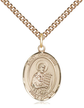 14kt Gold Saint Christian Demosthenes Medal Engraved Catholic Saint Jewelry