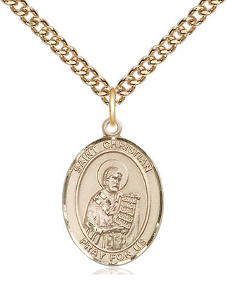 14kt Gold Saint Christian Demosthenes Medal Engraved Catholic Saint Jewelry