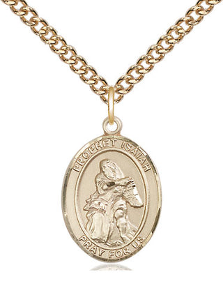 14kt Gold Saint Isaiah Medal Engraved Catholic Saint Jewelry