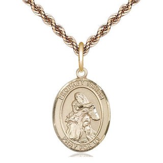 14kt Gold Saint Isaiah Medal Engraved Catholic Saint Jewelry