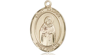 14kt Gold Filled Saint Samuel Medal Engraved Catholic Saint Jewelry