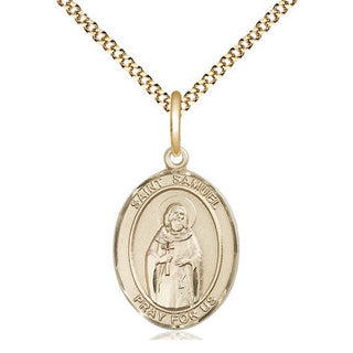 14kt Gold Filled Saint Samuel Medal Religious Jewelry Engraved Catholic Saint Jewelry