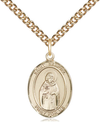 14kt Gold Filled Saint Samuel Medal Religious Jewelry Engraved Catholic Saint Jewelry