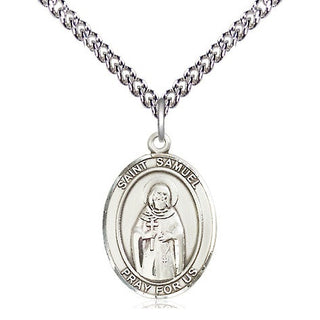 Sterling Silver Saint Samuel Medal Religious Jewelry Engraved Catholic Saint Jewelry