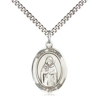 Sterling Silver Saint Samuel Medal Religious Jewelry Engraved Catholic Saint Jewelry
