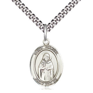 Sterling Silver Saint Samuel Medal Religious Jewelry Engraved Catholic Saint Jewelry