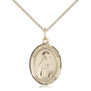 14kt Gold Filled Saint Hildegard von Bingen Medal Religious Jewelry Engraved Catholic Saint Jewelry
