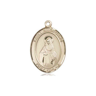 14kt Gold Saint Hildegard von Bingen Medal Engraved Catholic Saint Jewelry