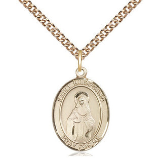 14kt Gold Saint Hildegard von Bingen Medal Engraved Catholic Saint Jewelry