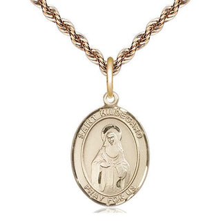 14kt Gold Saint Hildegard von Bingen Medal Engraved Catholic Saint Jewelry