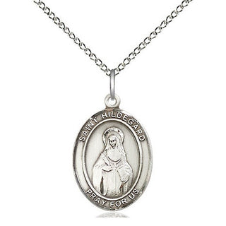 Sterling Silver Saint Hildegard von Bingen Medal Religious Jewelry Engraved Catholic Saint Jewelry