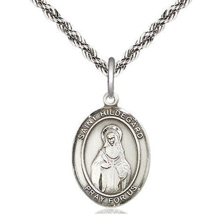 Sterling Silver Saint Hildegard von Bingen Medal Religious Jewelry Engraved Catholic Saint Jewelry