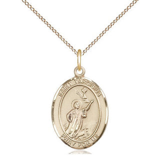 14kt Gold Filled Saint Tarcisius Medal Religious Jewelry Engraved Catholic Saint Jewelry