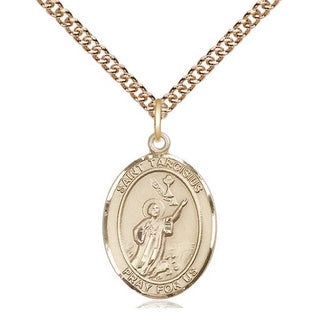 14kt Gold Filled Saint Tarcisius Medal Religious Jewelry Engraved Catholic Saint Jewelry