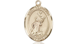 14kt Gold Saint Tarcisius Medal Engraved Catholic Saint Jewelry
