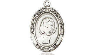 Pewter Saint John Baptist de la Salle Medal Engraved Catholic Saint Jewelry