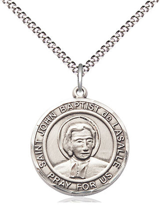 Pewter Saint John Baptist de la Salle Medal Religious Jewelry Engraved Catholic Saint Jewelry