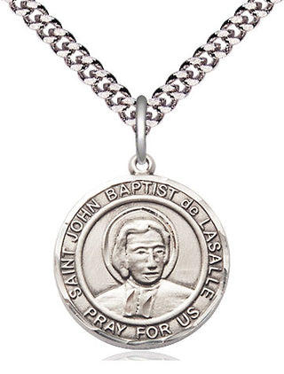 Pewter Saint John Baptist de la Salle Medal Religious Jewelry Engraved Catholic Saint Jewelry
